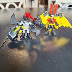 Batman Figures Set with Yellow Winged Sidekick - Black, Gray & Yellow